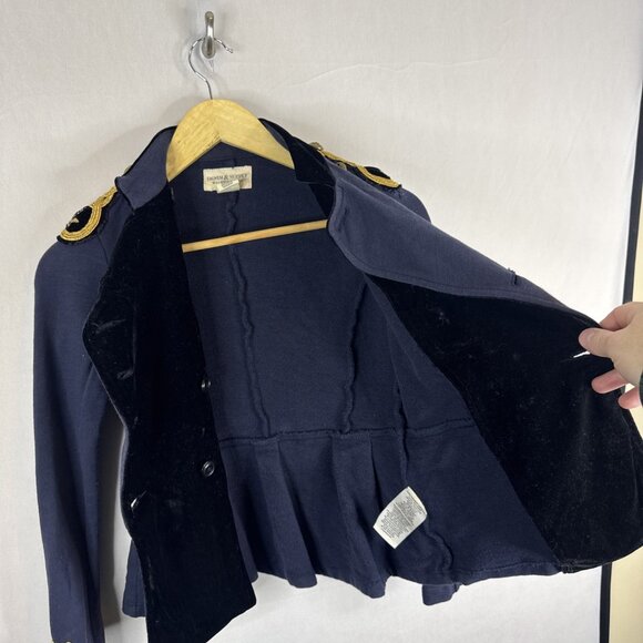 Vintage Denim & Supply Ralph Lauren Military Jacket Women’s XS Navy Gold Buttons - Picture 8 of 8